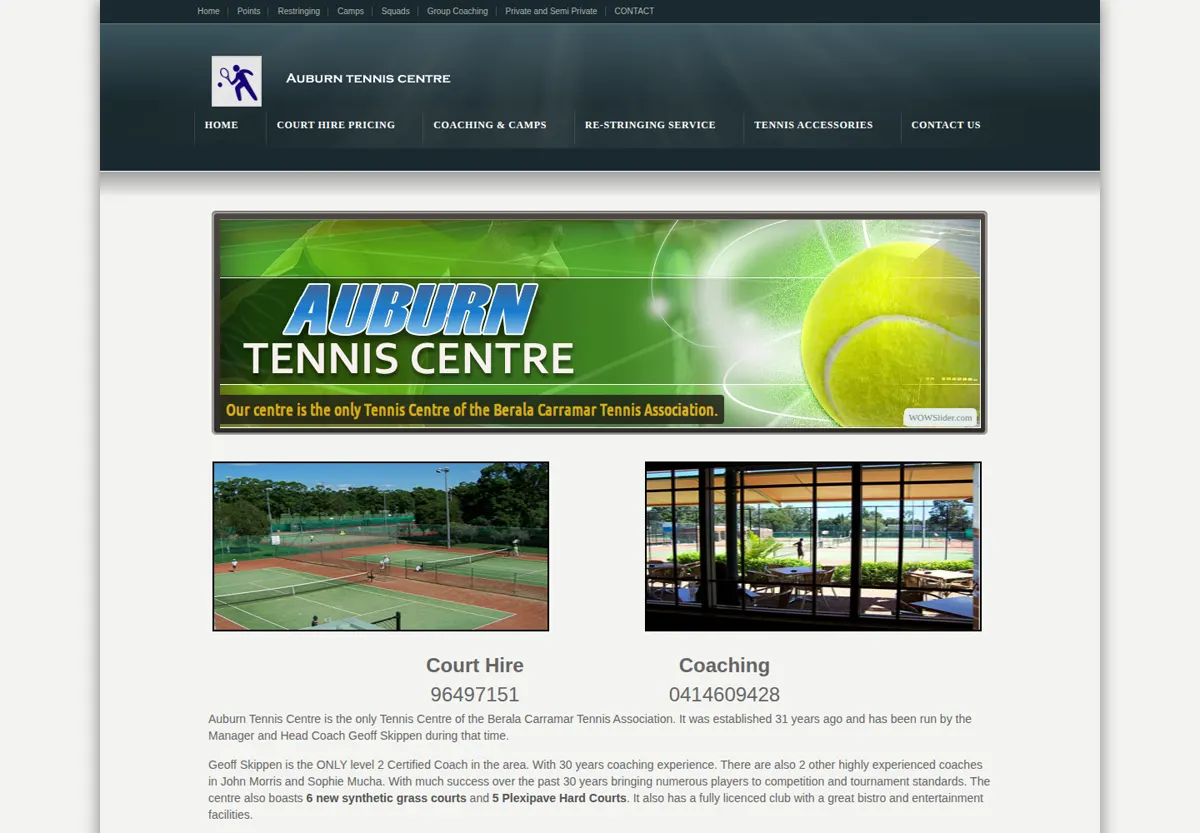 Before screenshot for Auburn Tennis Centre